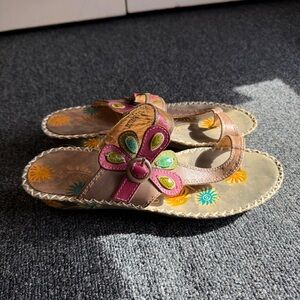 Spring Step Botanical Sandals Women’s Size 39 Flowers Artsy Whimsy Summer Spring